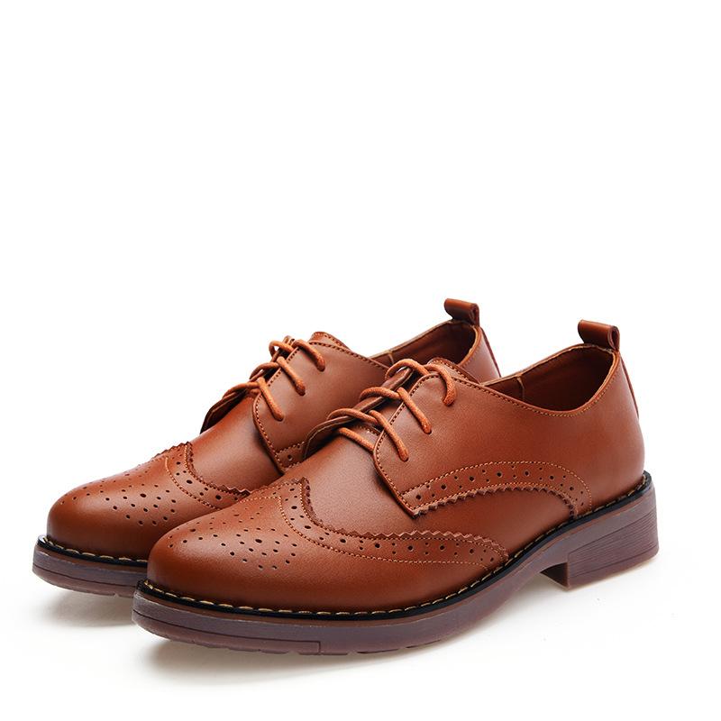 Модные женские броги Женские туфли Оксфорды на платформе Балетки Британский стиль Винтажные Вырезы Плоские Повседневные Женские туфли Оксфорды Ретро