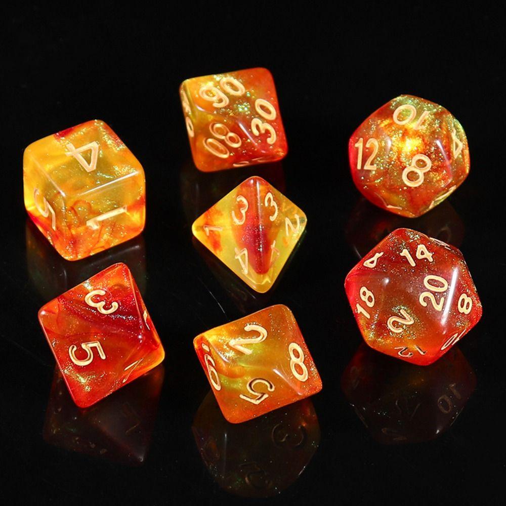 7PCS/Set Digital Acrylic Dice Polyhedral Mixed Color Dice Pearlescent Dice  for RPG DnD
