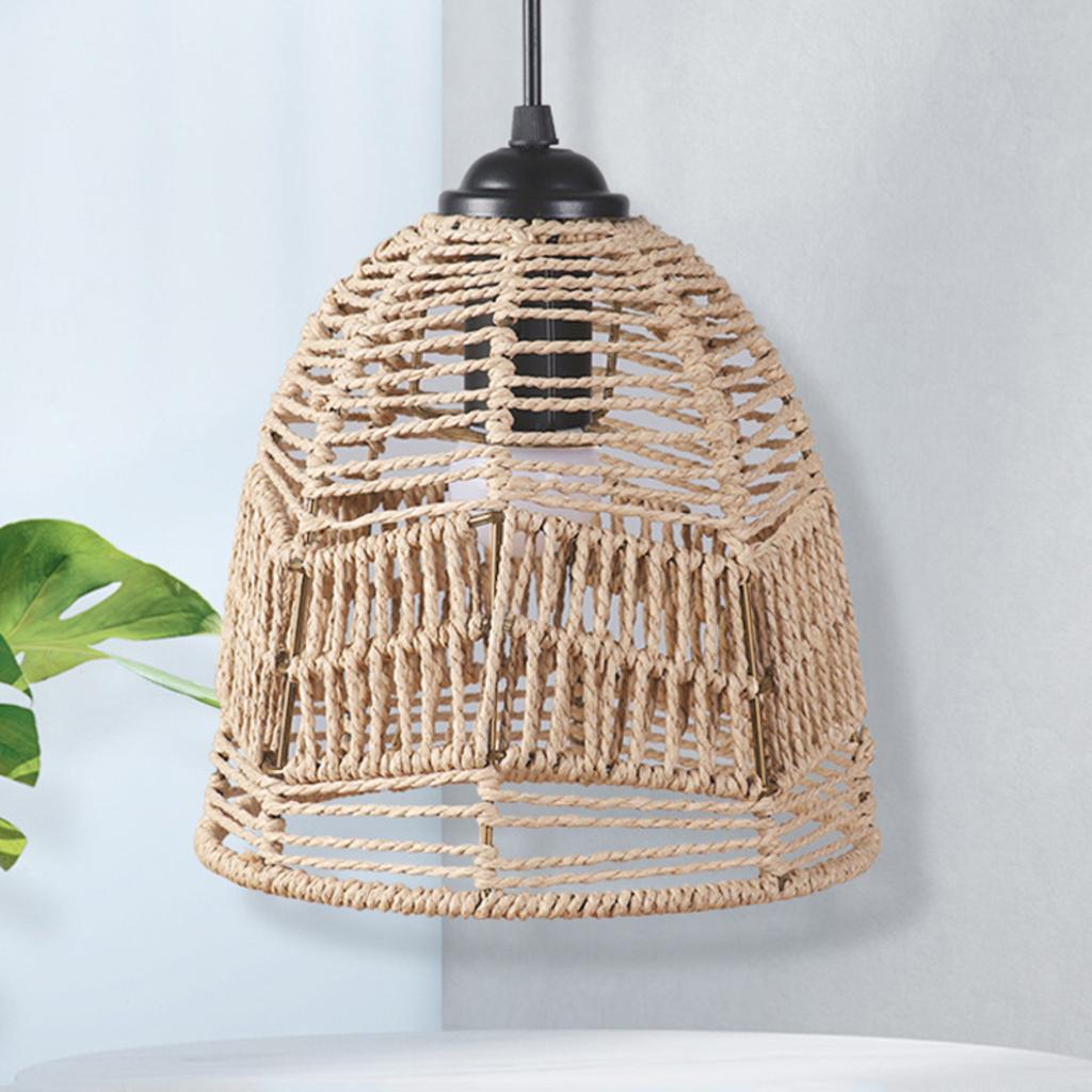 New Exquisite Handwoven Paper Rattan Pendant Lamp Shade - Beautifully Crafted Handmade Wicker Lampshade for Chandelier, Pendant