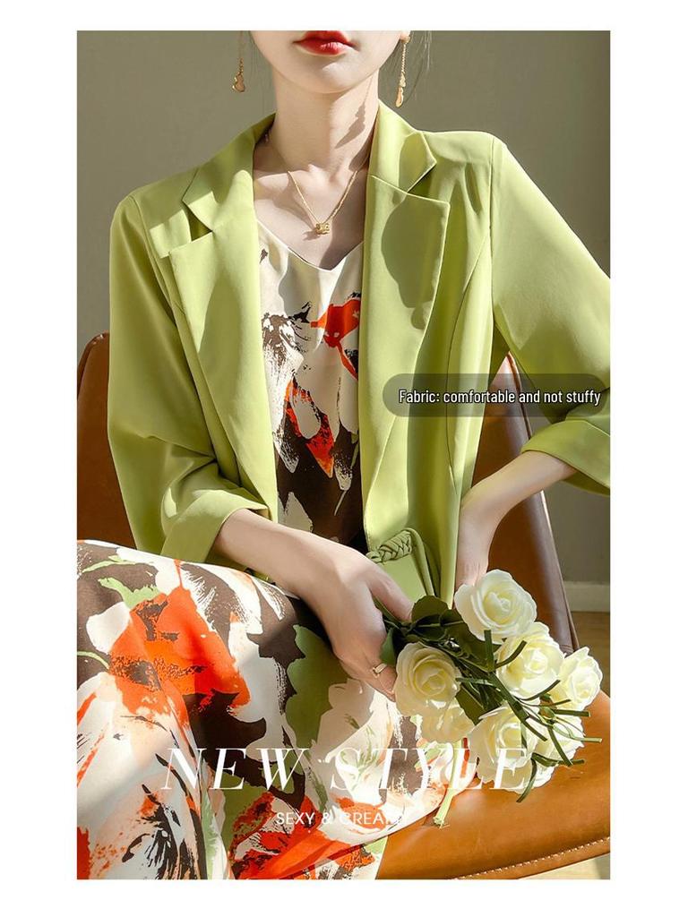 Женский белый шифоновый пиджак - лето 2024, элегантный дизайн, застежка на пуговицы, рукава три четверти