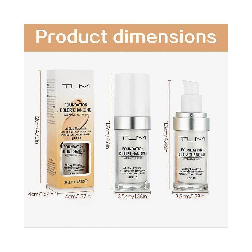 TLM Colour Changing Foundation,SPF15 Flawless Color Changing Foundation Makeup Base Moisturizing Liquid Foundation , Sunscreen
