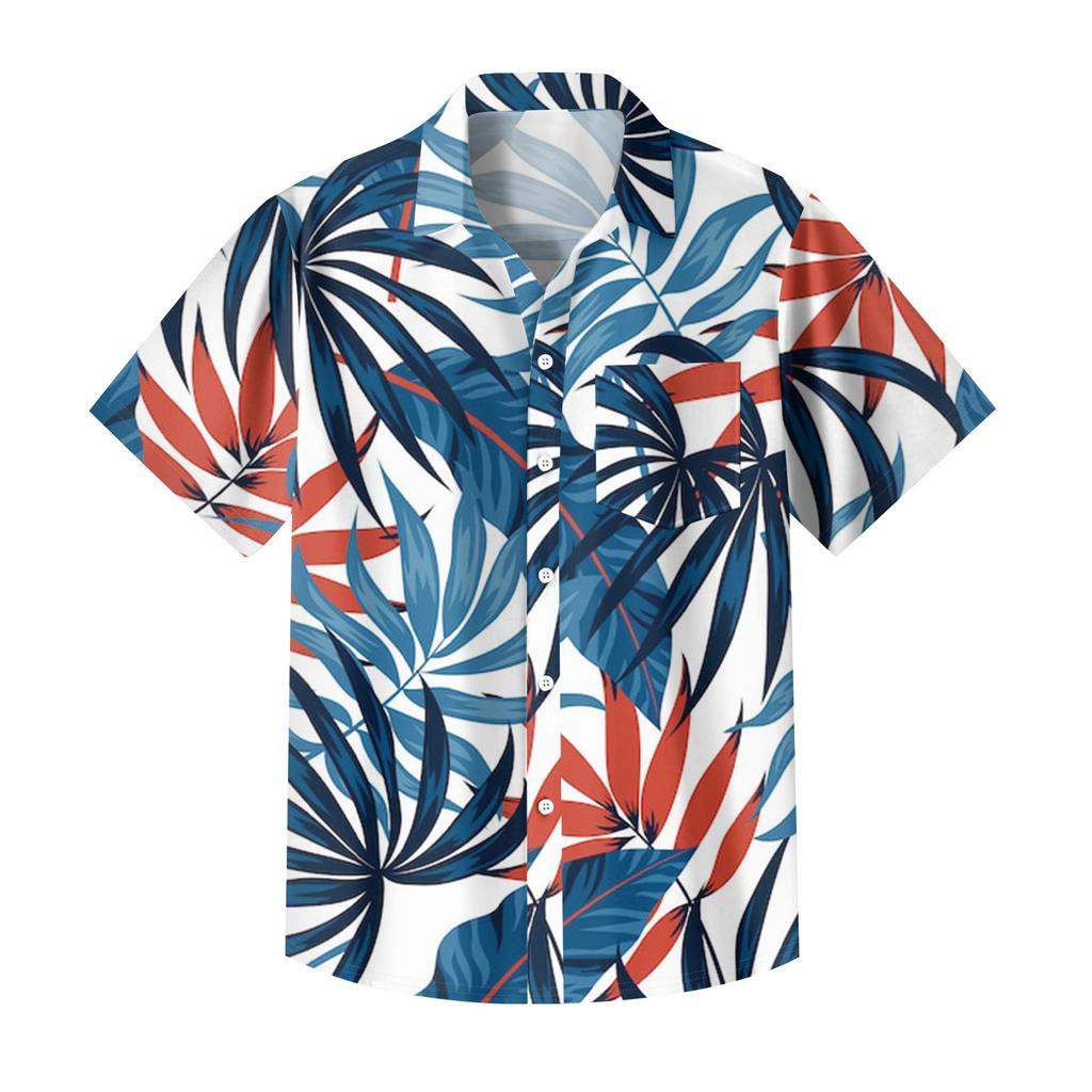 Мужские винтажные рубашки для боулинга на пуговицах с коротким рукавом, летняя пляжная рубашка