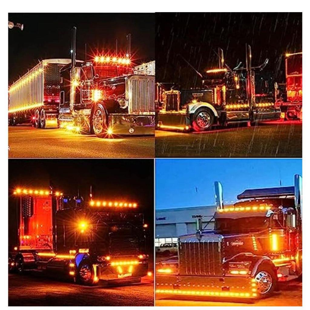 18 Pack LED Truck Trailer Amber Side Marker Lights | Chicken Lights | Waterproof 24V | Universal Fit for Semi Trucks & Cargo Trailers