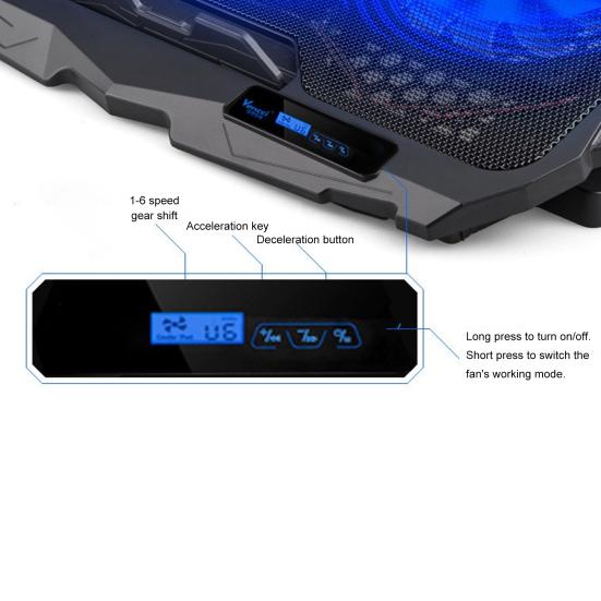 Laptop Cooling Pad with USB Ports 6 Wind Speeds Fast Heat Dissipation