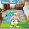 Custom Name Coco-melon Adventure Rug for Living Room, Game Rooms, Office, Bedroom, Floor Mat Playful Design, fan gifts Christmas decor