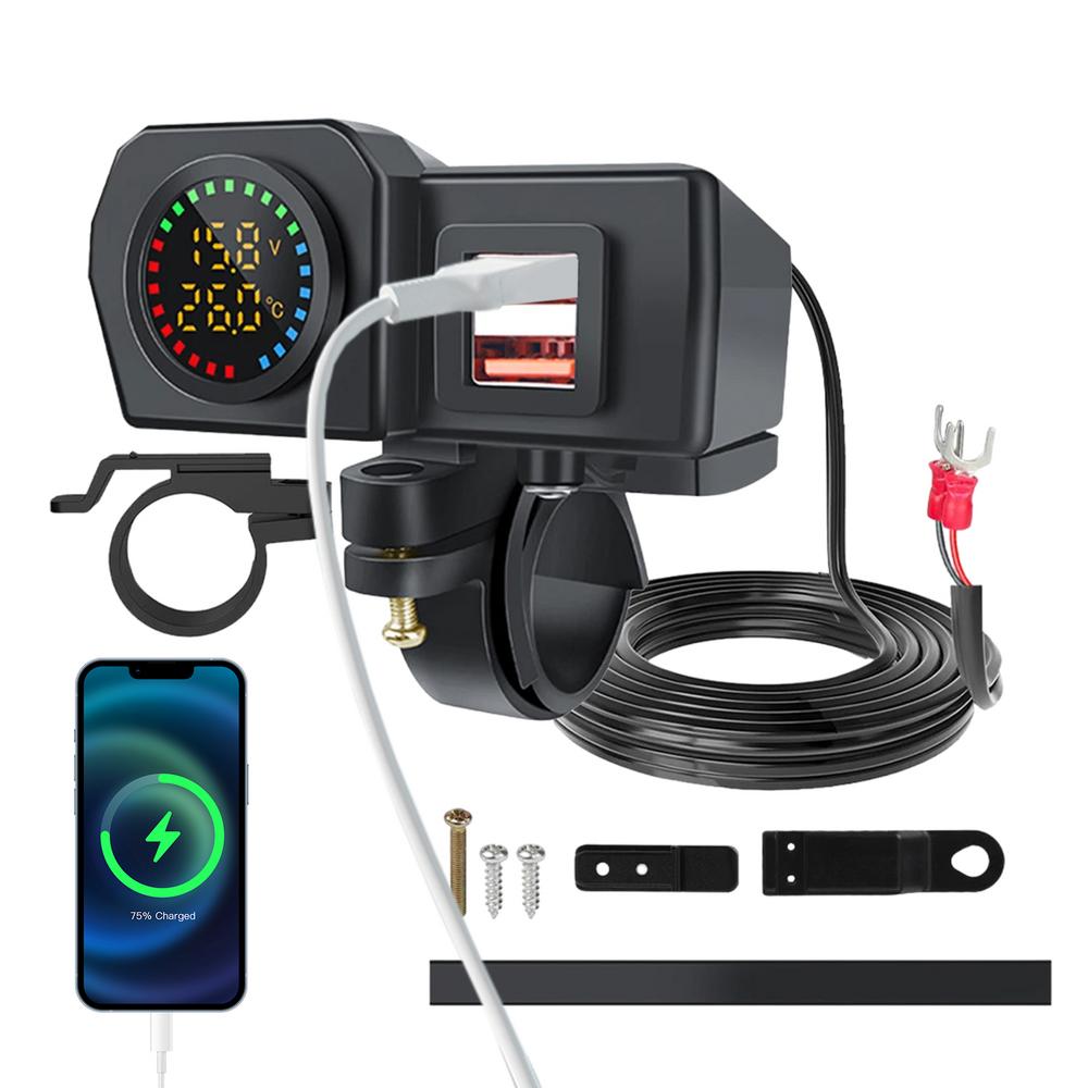 Автомобильное зарядное устройство USB, быстрая зарядка, розетка, двойная розетка на руль мотоцикла, для мотоциклов, грузовиков, автомобилей, автофургонов, внедорожников