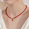NUOY Red Heart Pendant Crystal Necklace