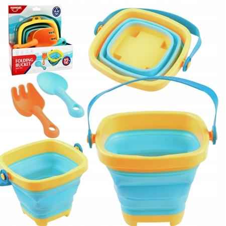 Beach Set for Sand Water Foldable Bucket Rake Shovel Sandbox