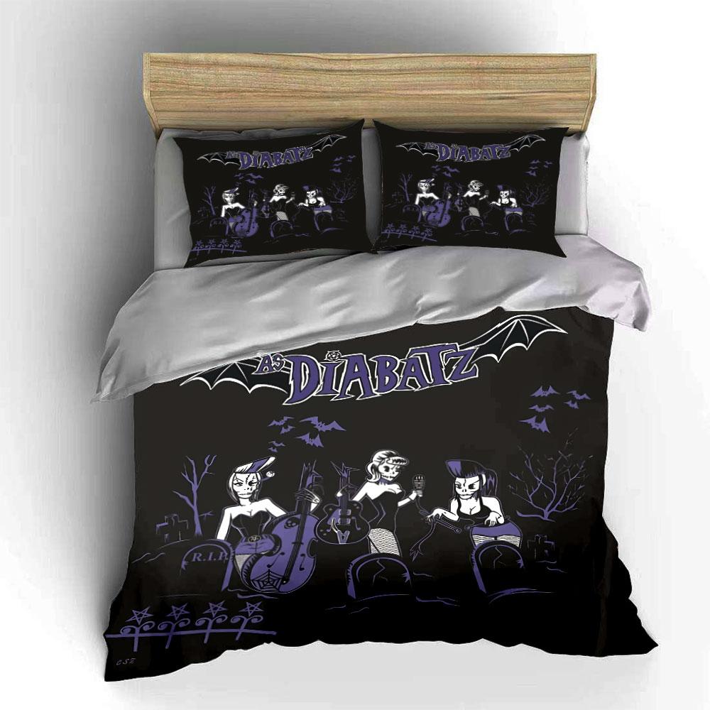 Gothic Band Graveyard Theme Bedding Duvet Cover Set Duvet Cover Pillowcases (1*Duvet Cover 2*Pillowcases, without duvet insert)
