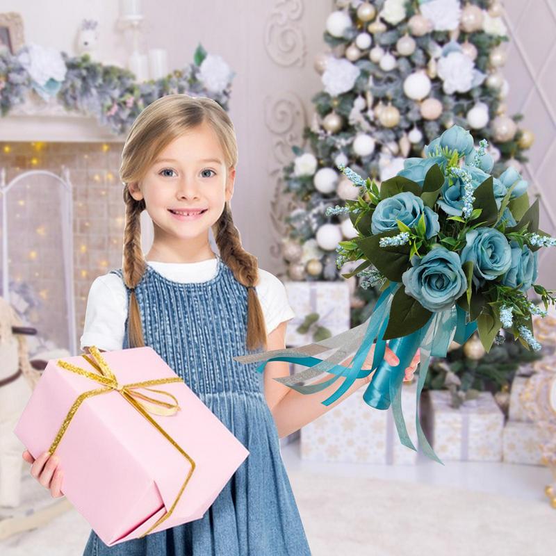 Белый искусственный букет цветов Белые розы Искусственные цветы Букеты для свадьбы Искусственные цветы Костюм Свадебный невеста держит