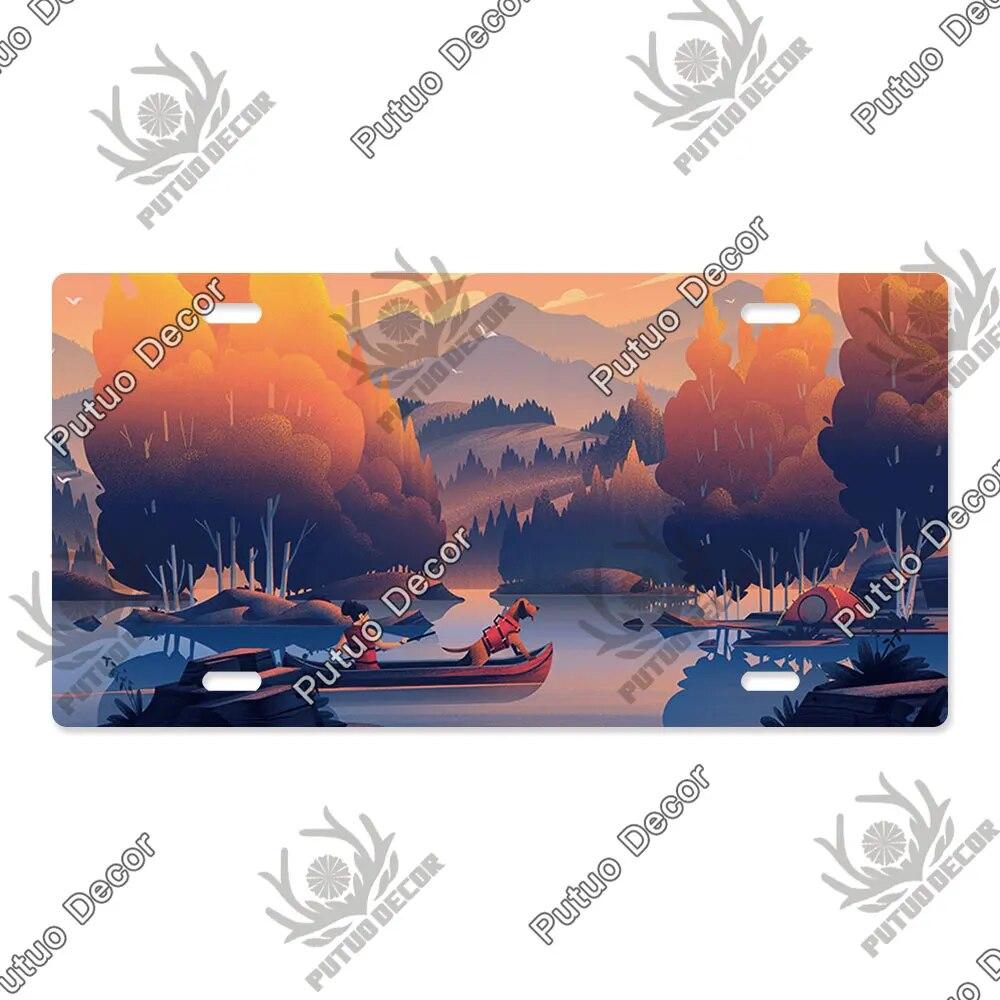 Putuo Decor Illustrations Licenses Plate Tin Sign Plaque Metal Decorative Plate for Car Living Room Door Home Wall Decor