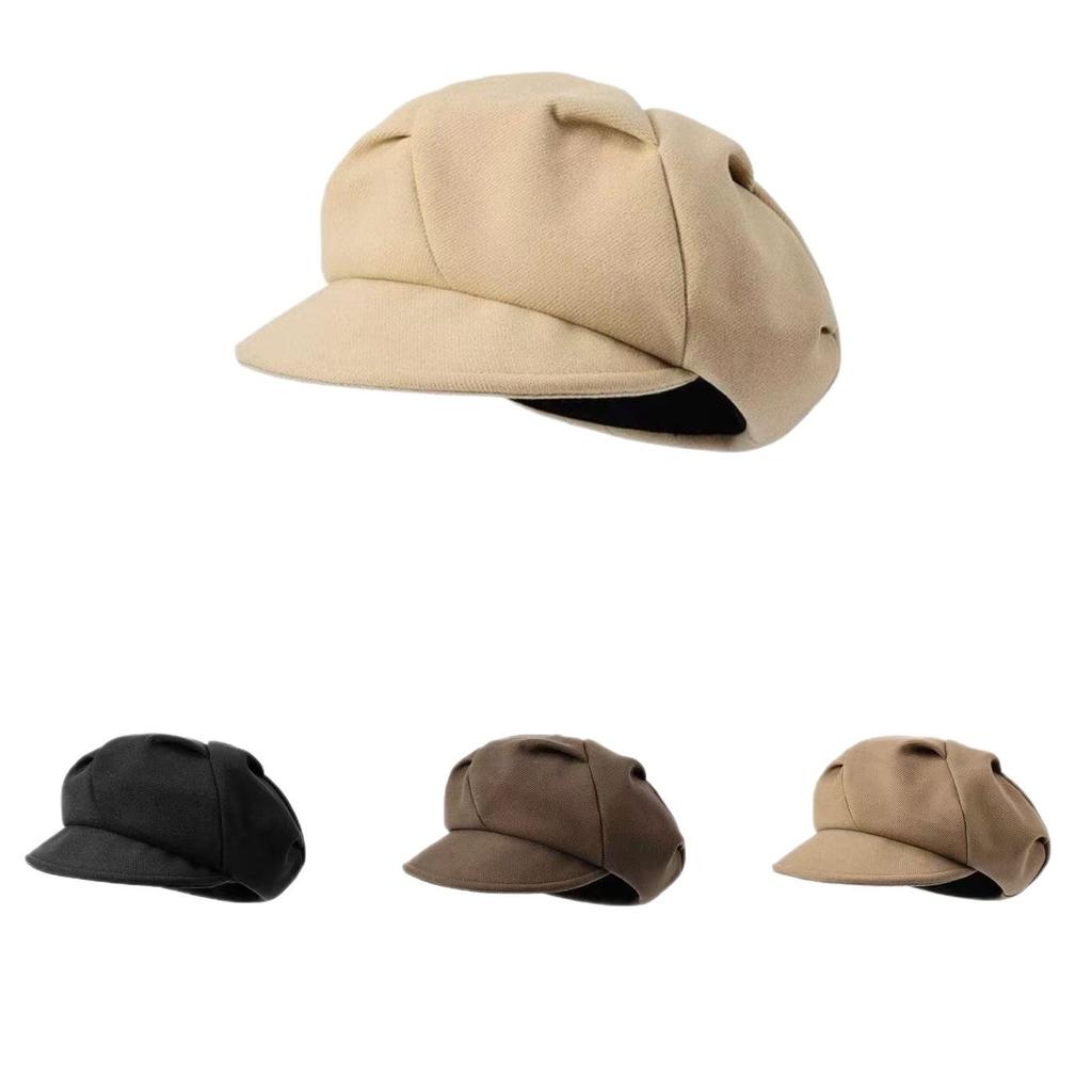 New octagonal beret cloud women's spring and autumn winter hat showing face small British retro versatile painter hat