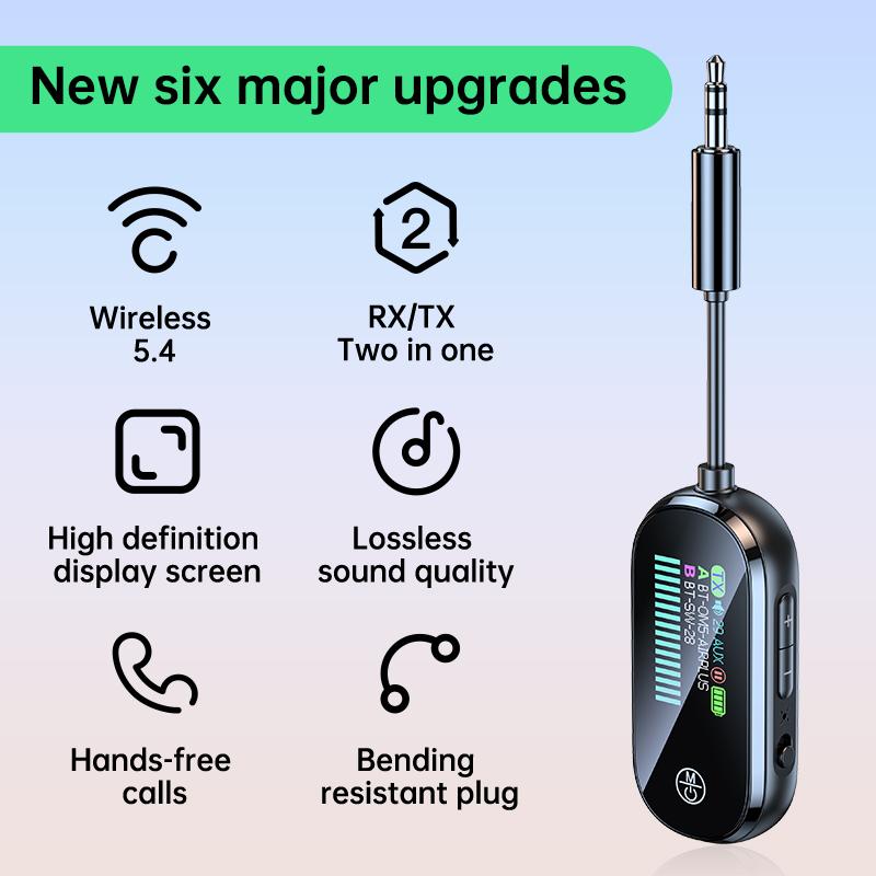 2-в-1 Bluetooth 5.4 Аудио Передатчик Приемник 3,5 мм AUX Разъем Авиационный Беспроводной Адаптер Микрофон для Телевизора Автомобильного Комплекта Динамика ПК Наушников