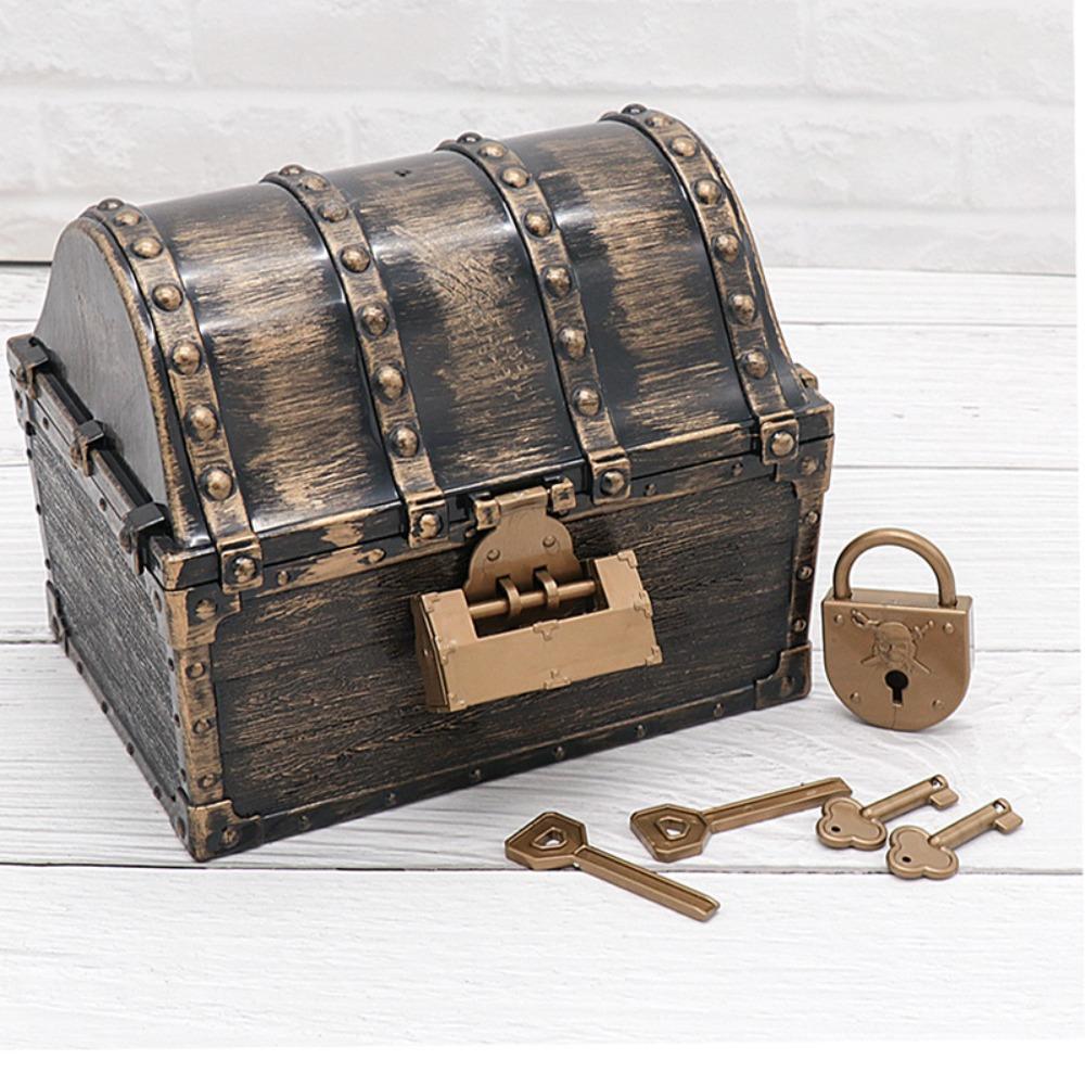 Pirate Treasure Chest Children's Treasure Chest,Retro Plastic Large Treasure Chest Toy