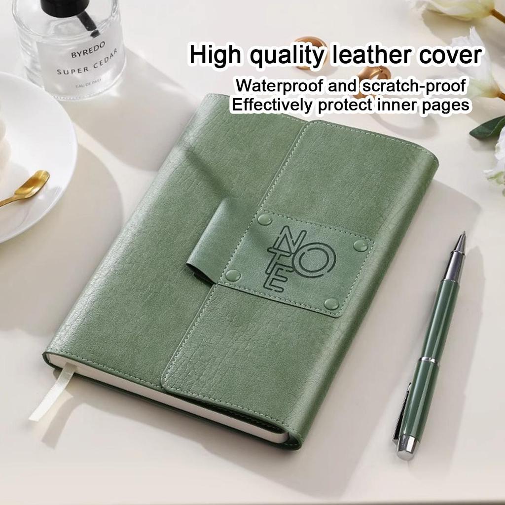 A5 Leather Student Subject Notebook, Thick Diary, Buckle Work Notebook, Business Meeting Record Book, Excerpt Book, Lined Pages, Travel Diary