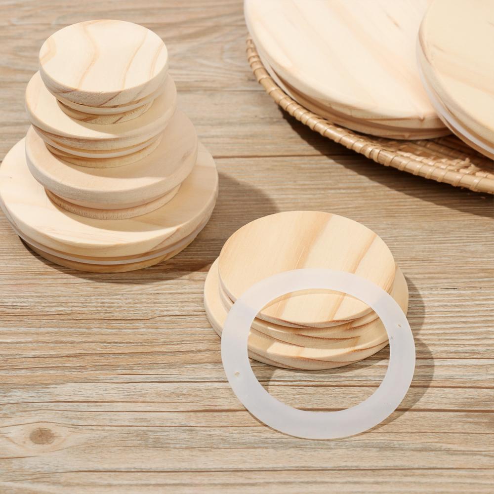 Kitchen Organization Bottle Sealing Caps Mason Jar Lid Wood Lids Canning Storage Wide Mouth Cover