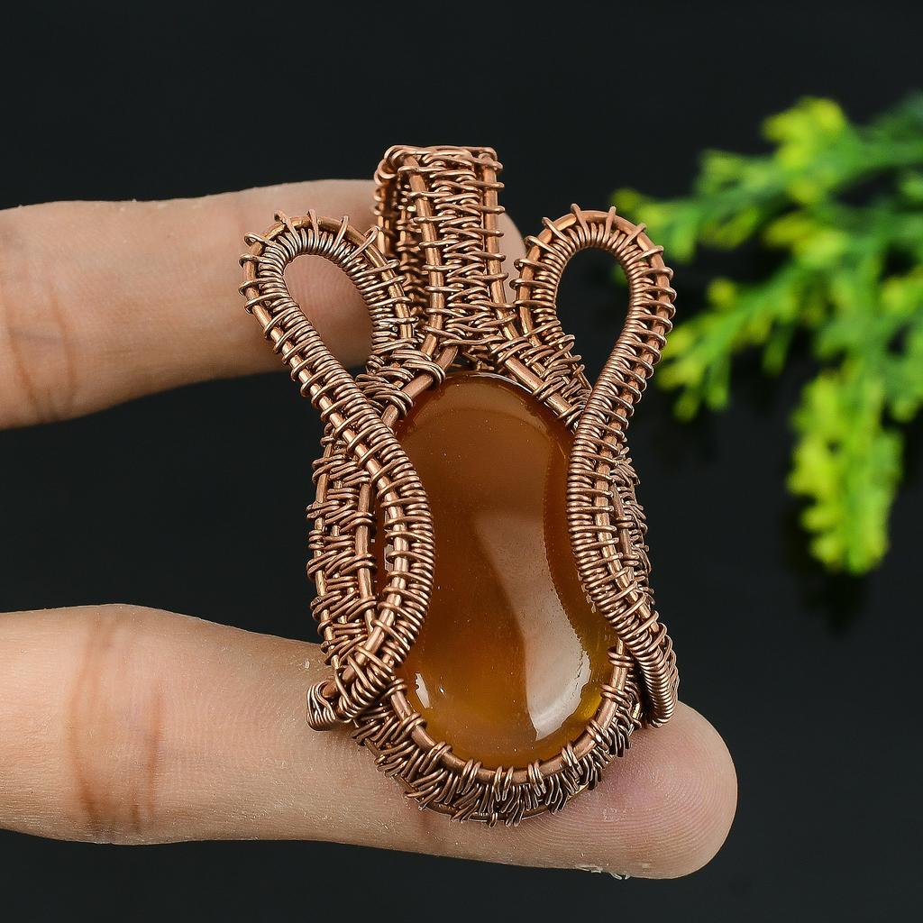 Подвеска из медной проволоки с натуральным агатом Монтана ручной работы 2,5 l9k79