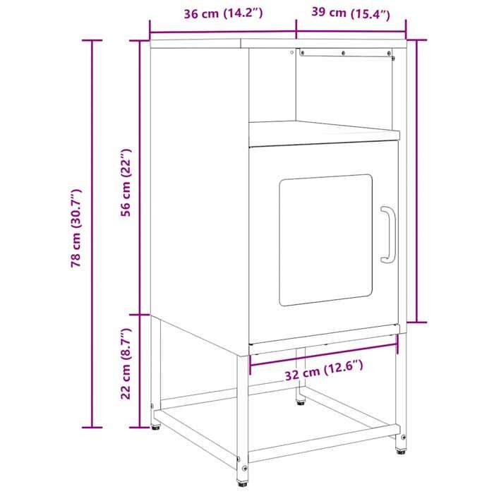 VidaXL Table de chevet noir 36x39x78 cm acier laminé à froid, table d'appoint, armoire de lit, table d'appoint pour chambre, 853410
