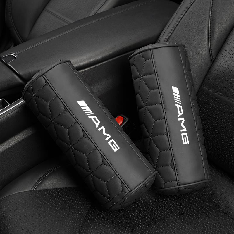 Car Leather Headrest Seat Head Support Neck Pillow For Mercedes Benz AMG A B C E G CLA W211 W203 W204 C260 E300L A200L GLC300 BA3