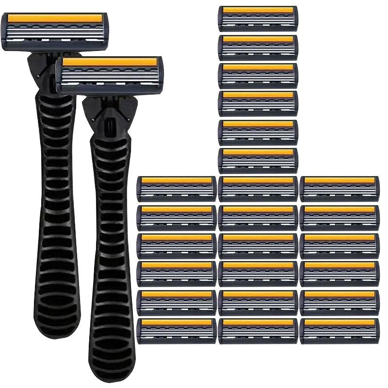 Прочное 3-слойное лезвие для безопасной бритвы из нержавеющей стали для легкого ручного удаления волос