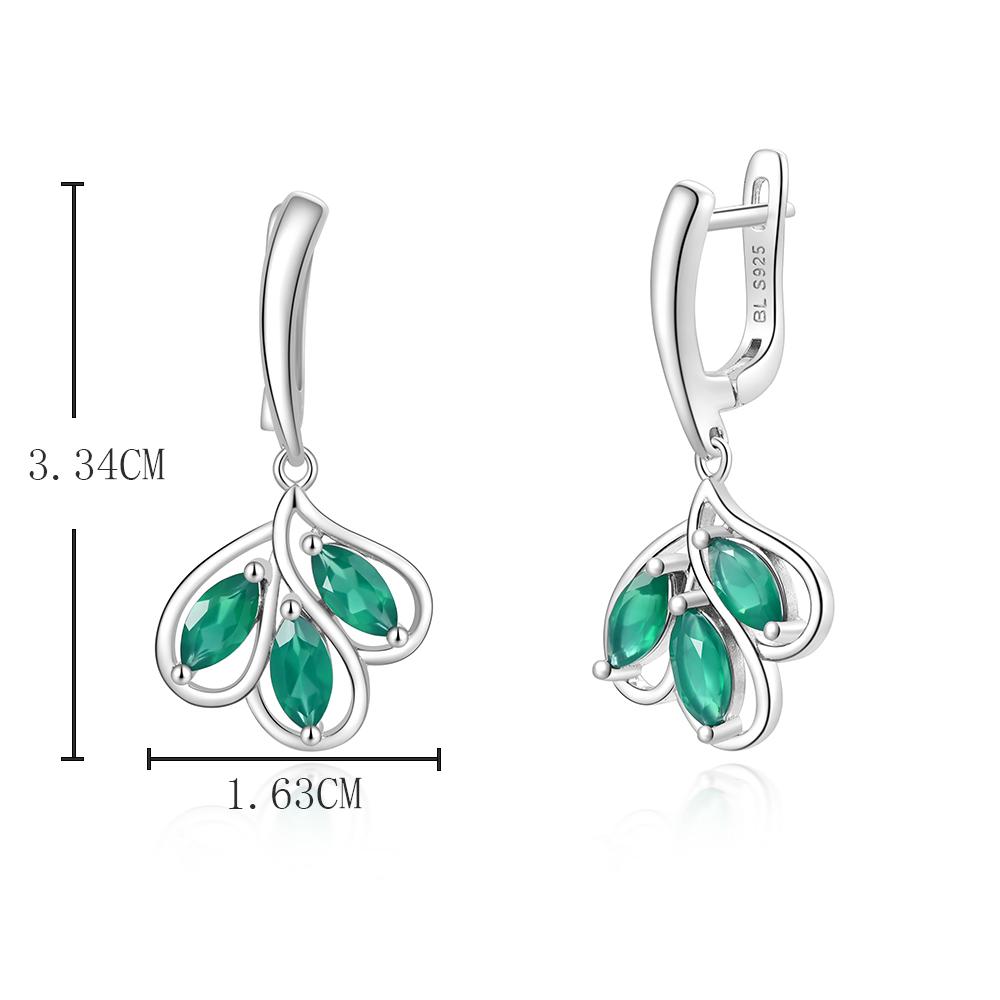 Романтичный дизайн в форме листа, натуральный зеленый агат, кольцо, серьги, комплект ювелирных изделий из серебра 925 пробы, изящные ювелирные украшения для женщин и девушек