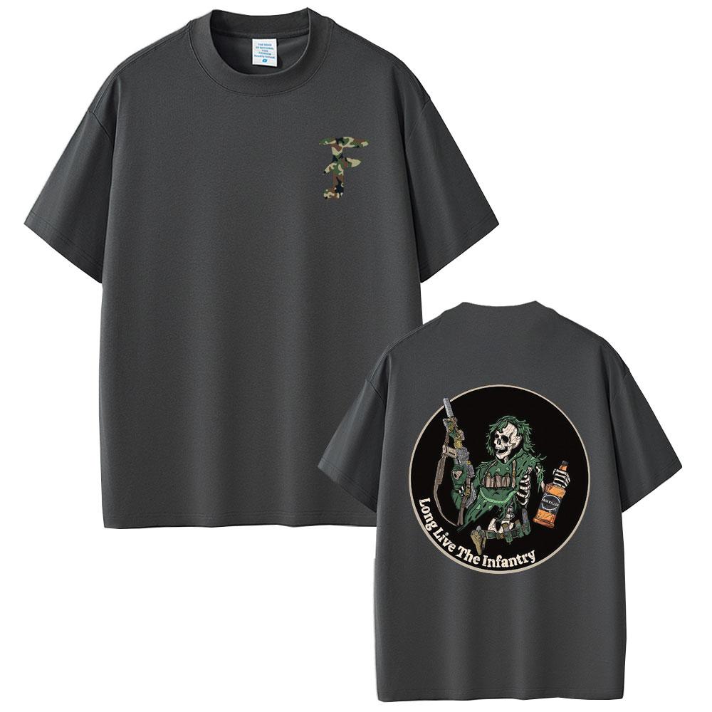 Forward Observations Group Tshirt Long Live The Infantry Tshirt Summer Unisex Vintage Oversized T Shirts Male Skeleton Print Tops