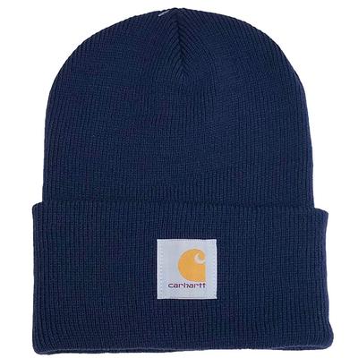 Carhartt Акриловая шапка-бини KNIT CAP 18 Однотонная вязаная шапка (военно-морской флот) - Цвета, Колпачок,