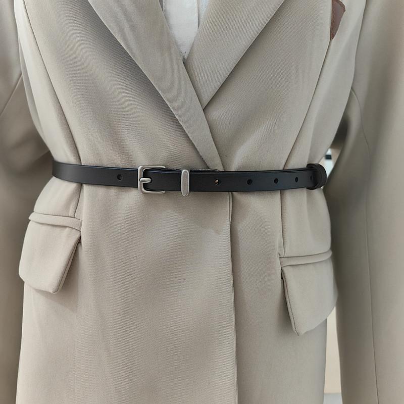 Genuine Leather Slim Belt Women With Alloy Pin Closure For Fashionable Use Daily