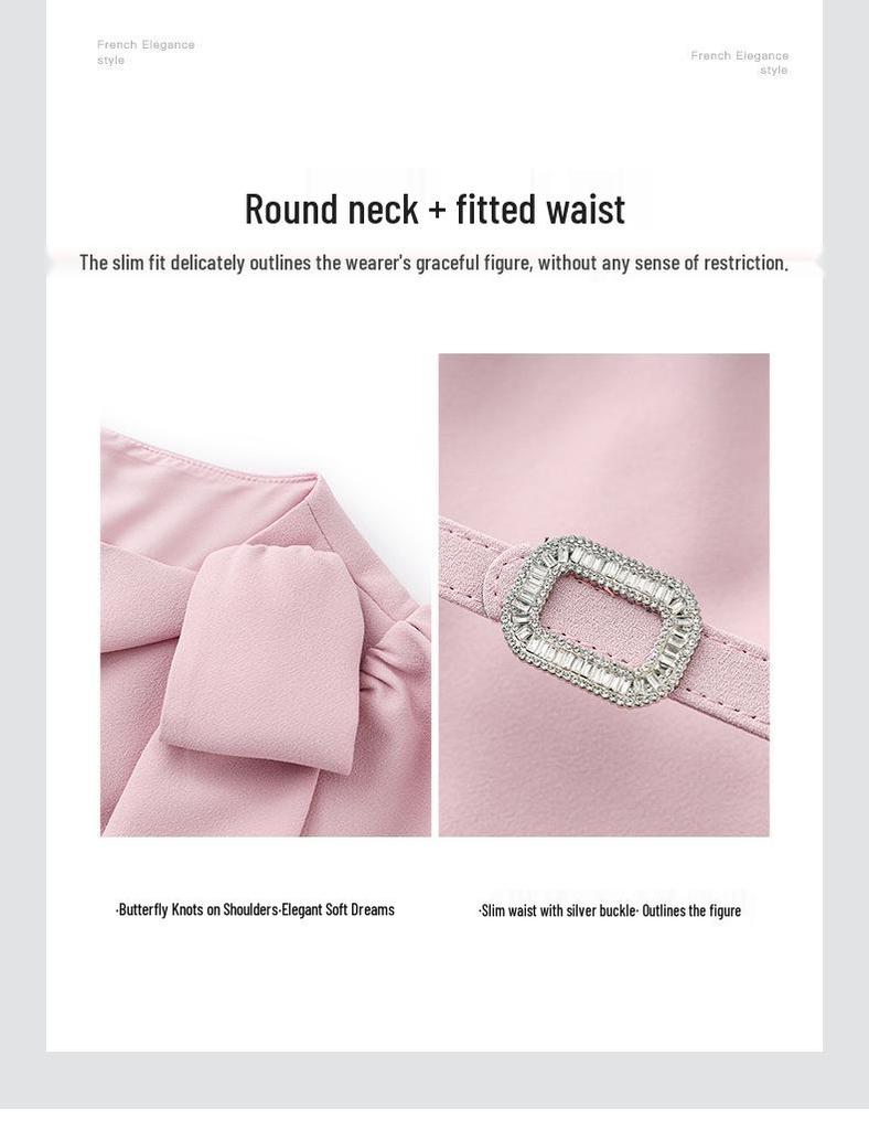 Летнее платье, украшенное бантом в стиле тихой роскоши - Элегантный облегающий талию стиль