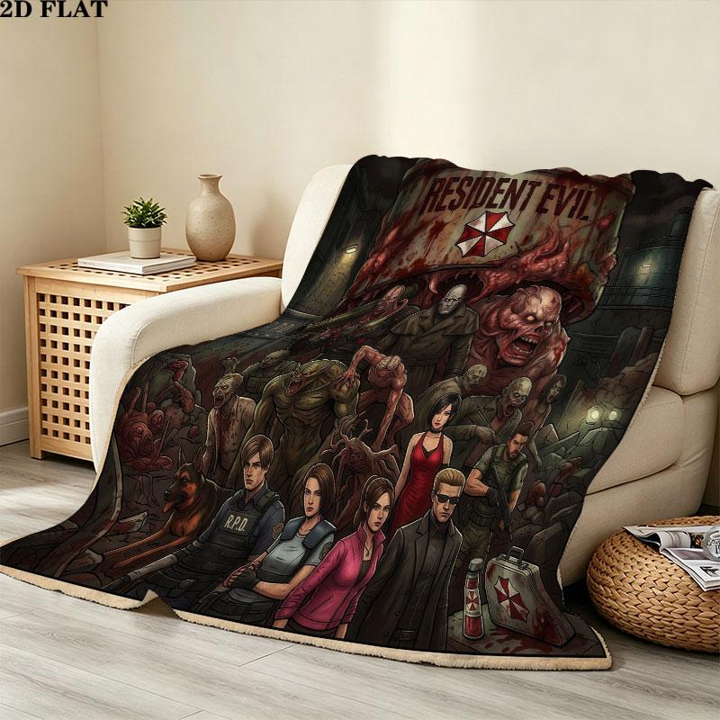 1PC Resident Evil Patterned Flannel Blanket Suitable For All Seasons For Home Decor Warmth And Comfort Gifts Holiday Present