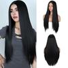 Synthetic Long Straight Black Wig Double Braided Wig Extension Heat Resistant Hair For Women Cosplay Daily Use