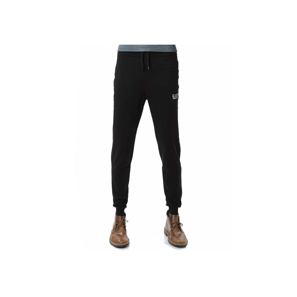 Emporio Armani EA7 Осень/Зима 24 Серия Core Identity Однотонные трикотажные джоггеры с принтом логотипа и манжетами Мужские брюки Черный 8NPP66-PJVRZ-1200