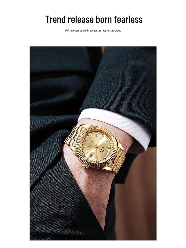 Durlanway Новые мужские автоматические стальные часы с двойным календарем – Модные, водонепроницаемые, деловой стиль