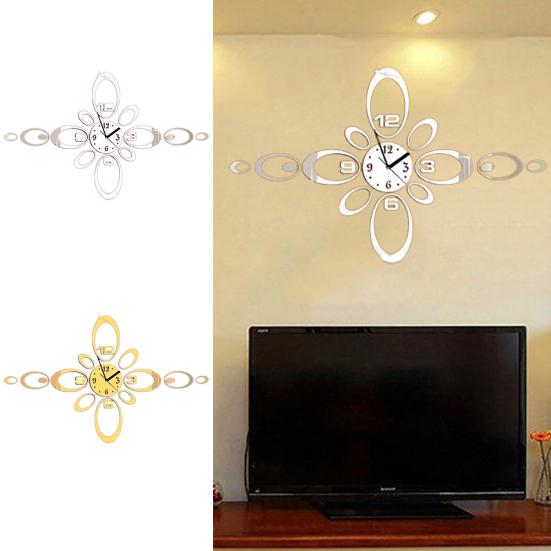 Tenfyer современные большие DIY овальные зеркальные поверхности настенные художественные часы наклейка домашний декор подарок