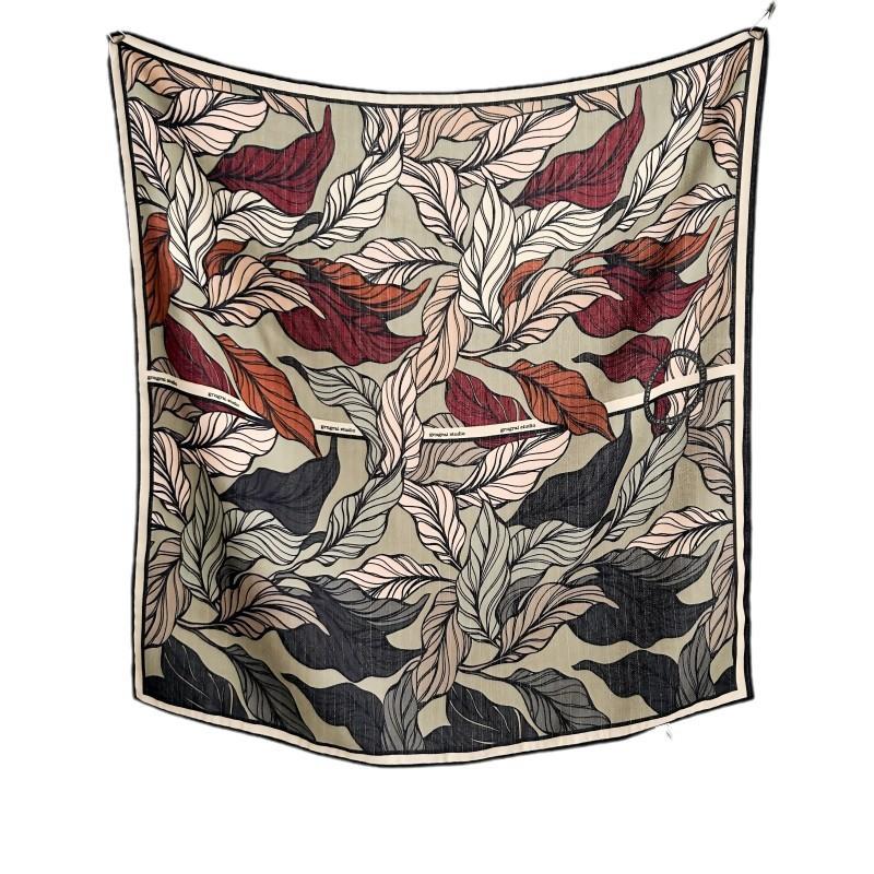 65 Fashion Style Cotton And Hemp Small Square Scarf For Women'S Professional Decoration Scarf Dual Use Shawl Outer Wear Spring And Autumn Scarf