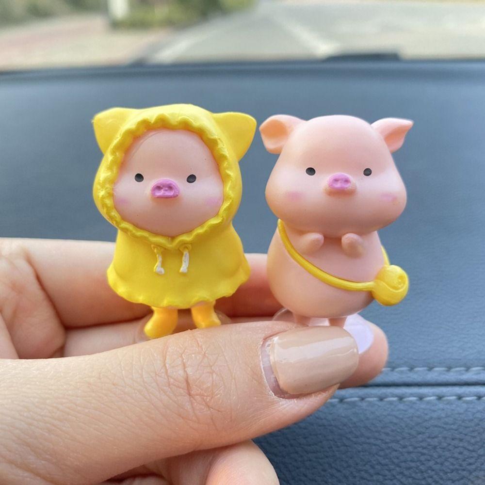 6Pcs Mini Piggy Car Dashboard Toys Dolls Figures Home Car Decoration For Auto Accessories Cartoon Pig Cute Car Ornaments Gifts