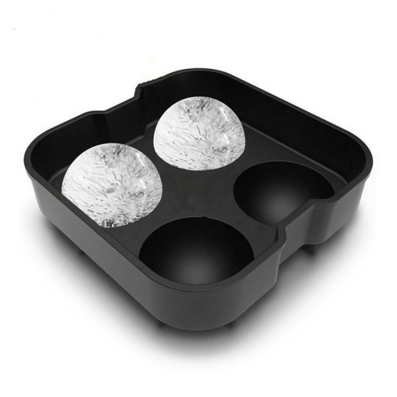 1pc Cocktail Whiskey Ice Ball Maker Tray 4 Large Silicone Ice Molds DIY Round Mould Kitchen Bar Accessories Supplies