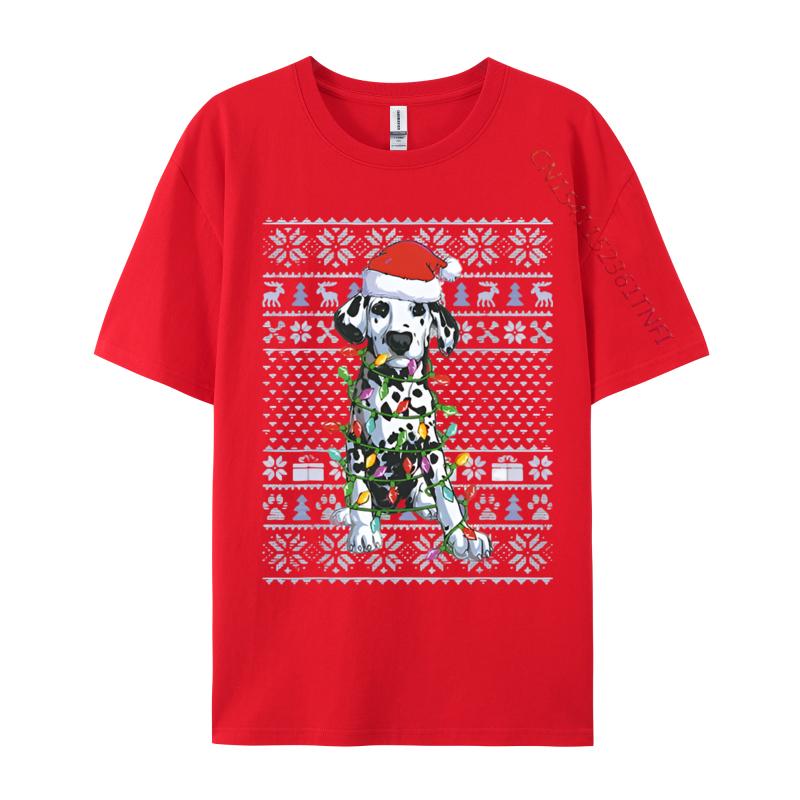 Vintage T Shirts Faddish Funny Dalmatian Dog Lover Santa Hat Ugly Tshirt Cotton Adult Tops Tees Graphic Tees
