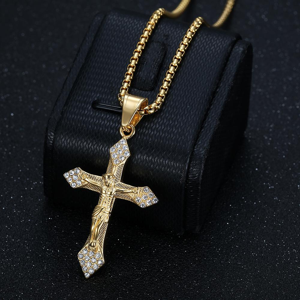 2026 Jewelry Fashion Trend Inlaid Zircon Men's Exquisite Gift Jewelry Necklace Gold Inlaid Diamond YS Cross Pendant Necklace