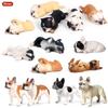 Oenux Lovely French Bulldog Animals Cute Puppy Sleep Lazy Dog Action Figures Model Figurine PVC Home Decoration Education Toy