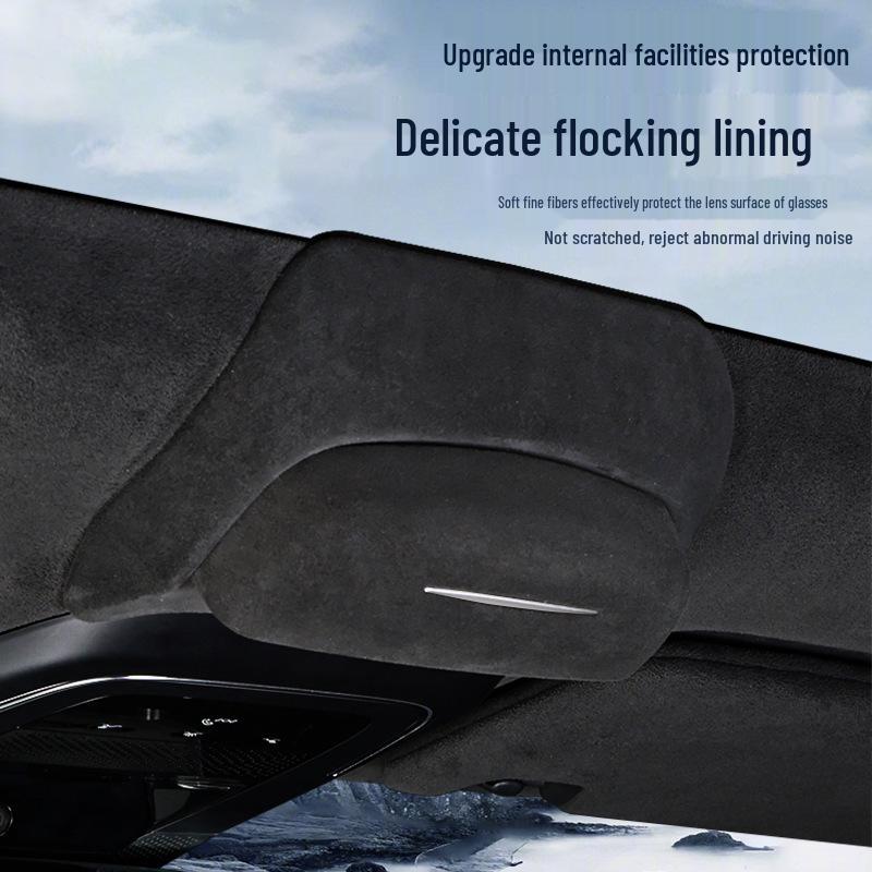 Zeekr 001 Sun Visor Suede Organizer: Multi-functional Car Sunglass Clip & Receipt Holder