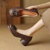 Ретро одинарная обувь весна и осень мода универсальный тренд круглый носок мягкая подошва толстый каблук женская ретро стиль универсальная мягкая подошва одинарная обувь комфо