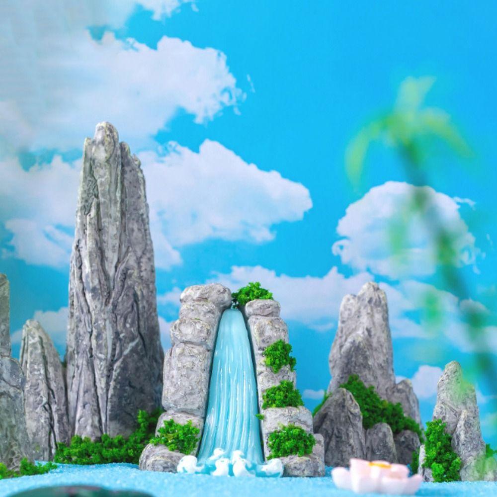 Resin Mini Mountain Statue Simulation Waterfall Rocks Imitation Fake Mountain Fish Tank