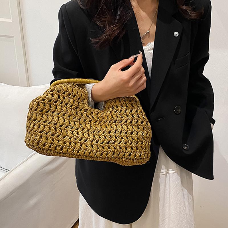 Summer Yogodlns Beach New Bag For Women Clutch Bag Luxury Designer Straw Bags Tote Handbag Fashion Woven Rattan Bags Female Travel Purse