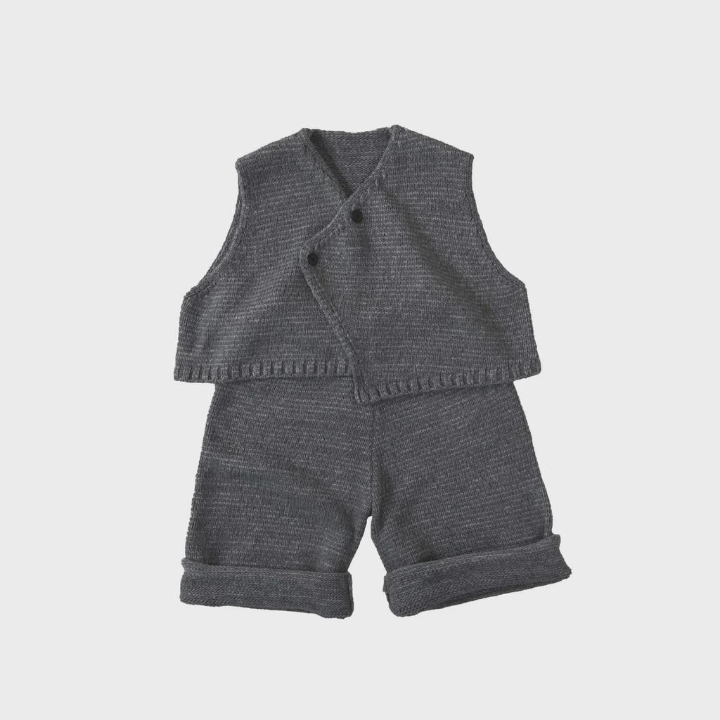 Детский комплект из двух предметов в корейском стиле 2025 г.: Вязаный жилет и брюки на весну и осень