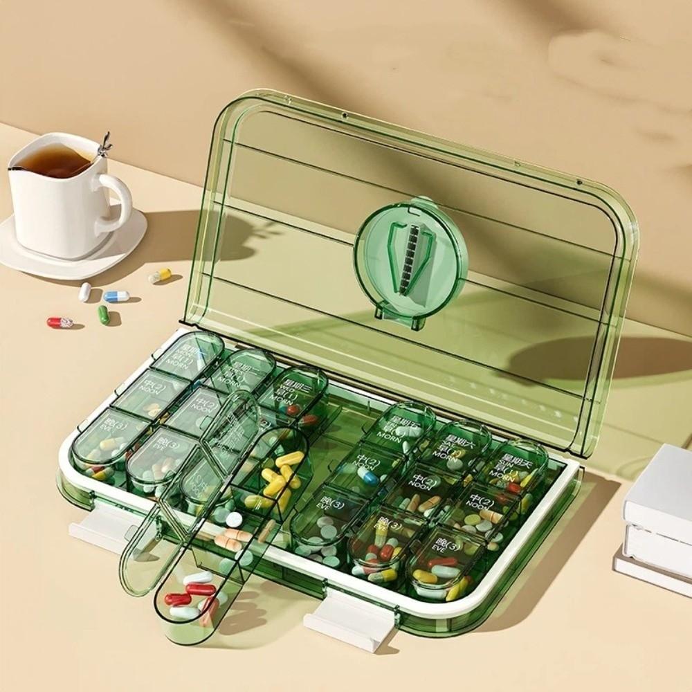 Three Times Day Pill Cutter Box Large Capacity Drug Dispensing Case Vitamin Storage