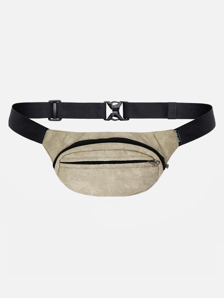 Бананка сумка на пояс мужская Custom Wear Triada Eco кожа светло серая