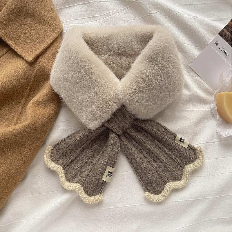 Soft Waxy Imitation Rabbit Hair Knitted Wool Scarf Female Winter Tide Mermaid Versatile Student Scarf