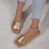 Летние женские туфли большого размера на плоской подошве с принтом змеи One Word Beach Sandals Slippers