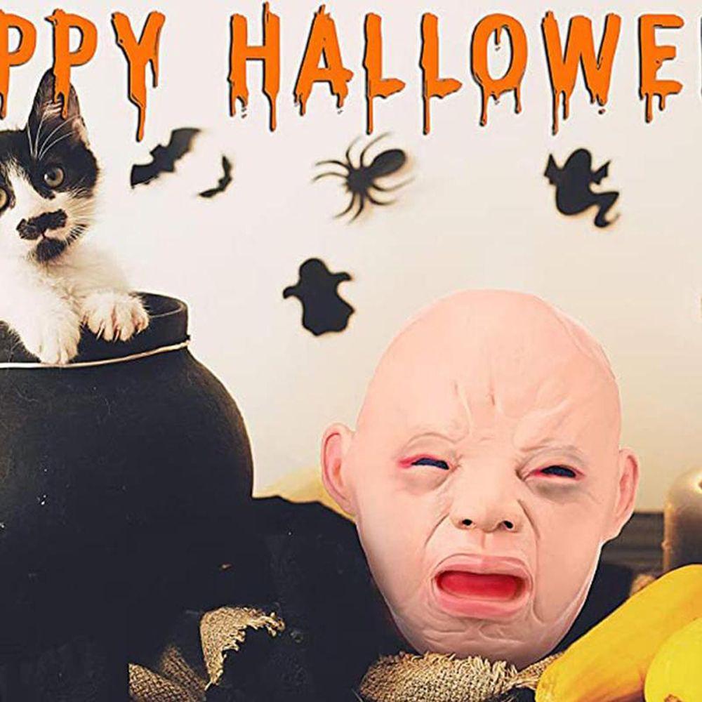 Костюмы на Хэллоуин Смешная кукла Маска плачущее лицо Полная маска на голову для взрослых Маска плачущего ребенка Латексная маска